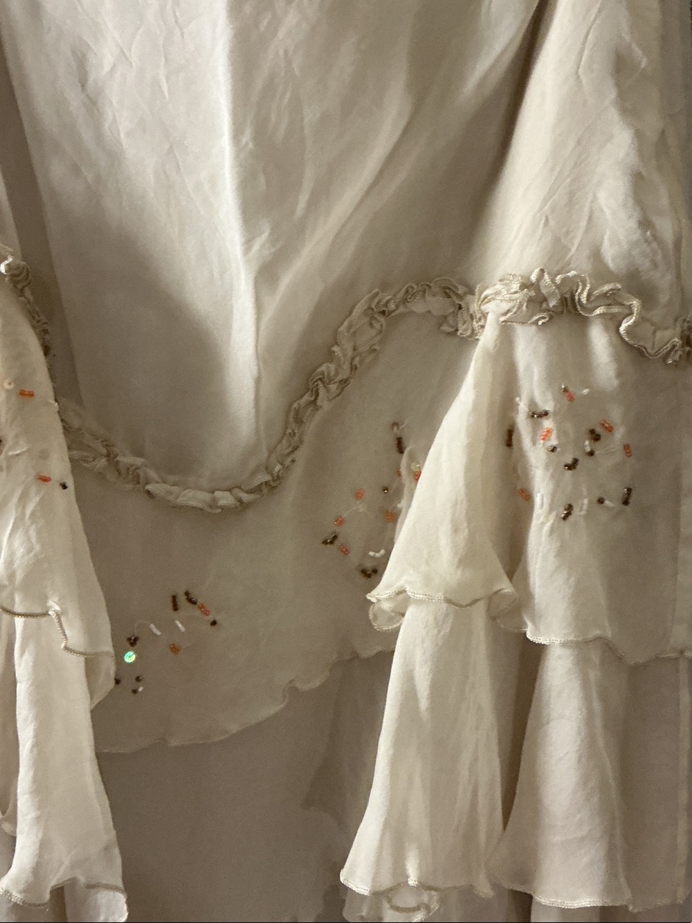 Tiered Ruffle Camisole with Subtle Embroidery - Cream - Picture 3 of 7